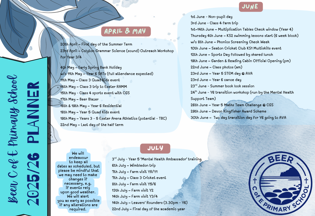 Key diary dates summer 26